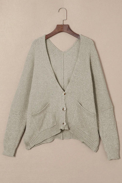 Tops/Sweaters & Cardigans Gray Buttons Front Pocketed Sweater Cardigan