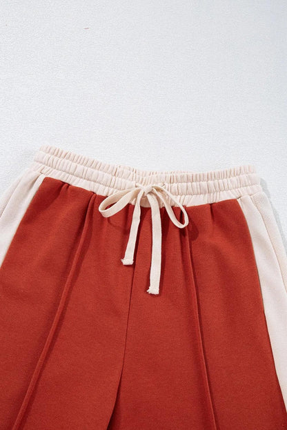 Bottoms/Pants & Culotte Flamingo Color Block Drawstring High Waist Wide Leg Pants