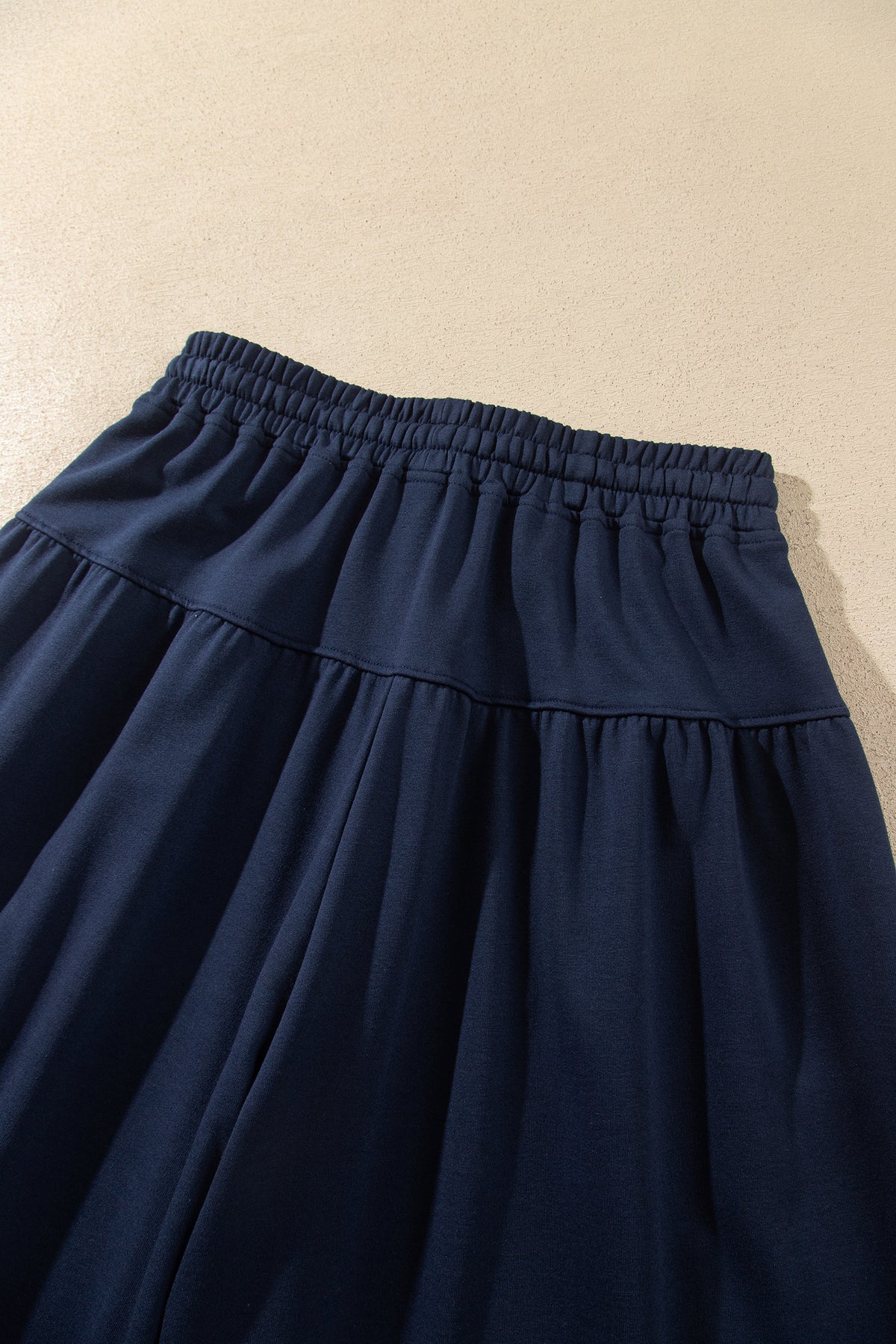 Dirty blue Elastic Waist Drawstring Wide Leg Full Length Pants