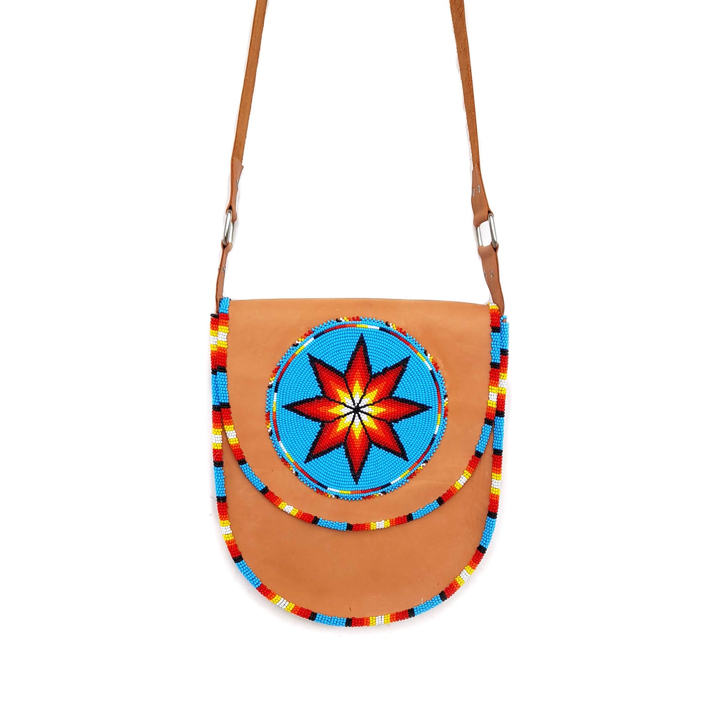 Handmade Beaded Leather Crossbody bag , Shoulder Bag