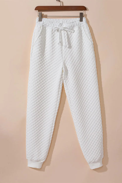 White Quilted Hoodie and Sweatpants Two Piece Set - Chic Meadow Boutique 