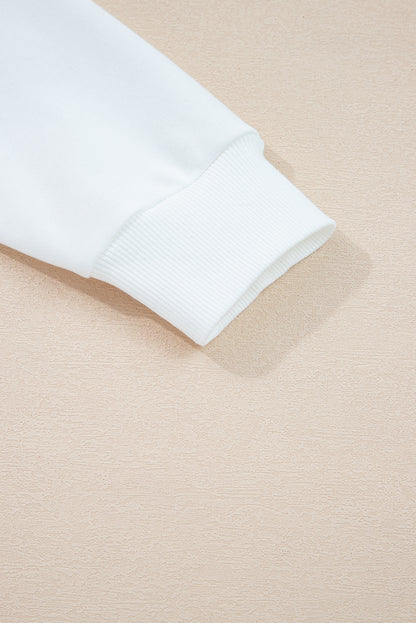 White Varsity Striped Detail Drop Shoulder Oversized Sweatshirt