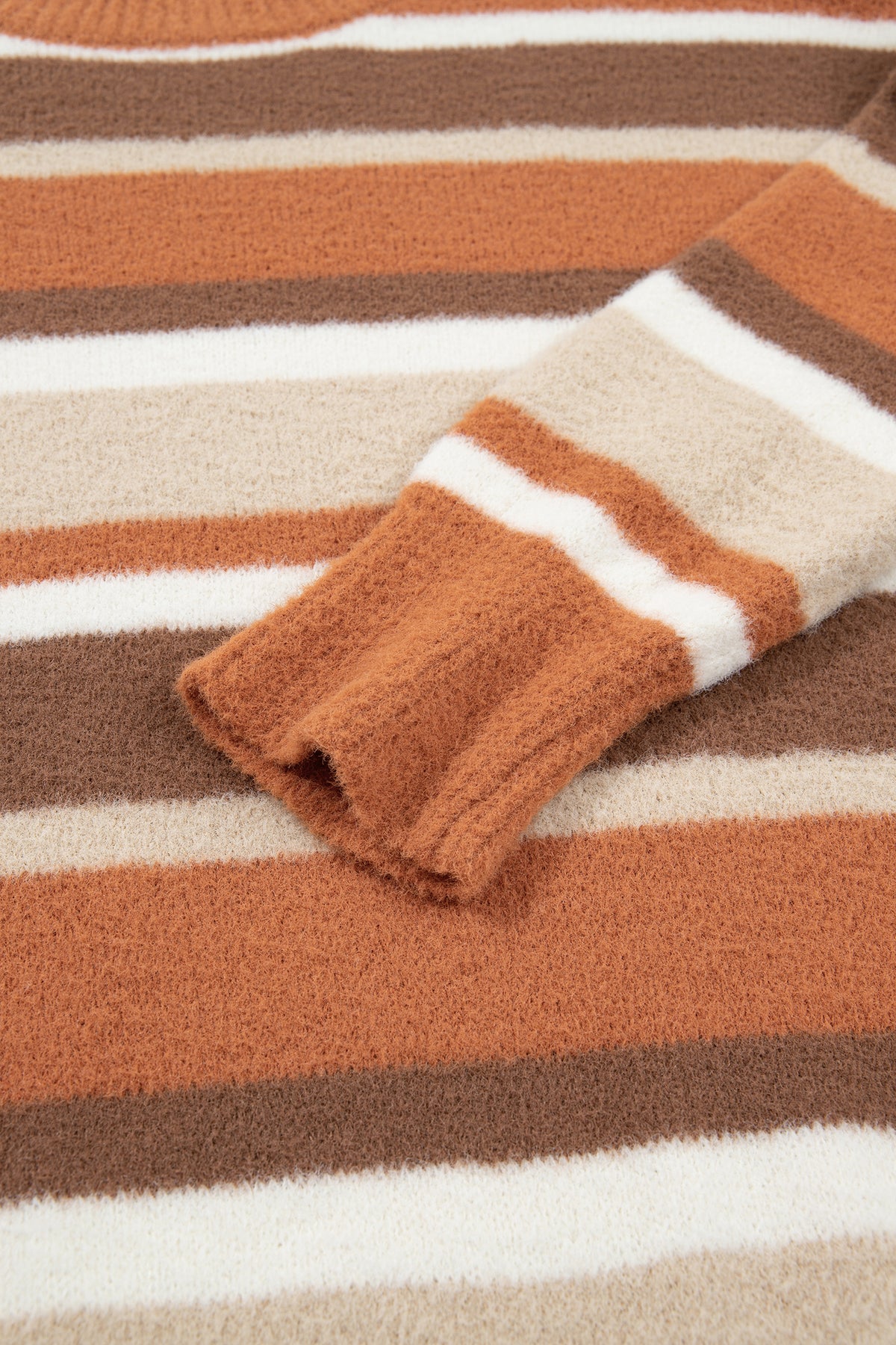 Orange Stripe Dropped Shoulder Loose Pullover Sweater