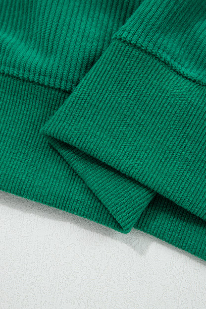 Dark Green merry little thing Corded Letter Graphic Ribbed Loose Sweatshirt