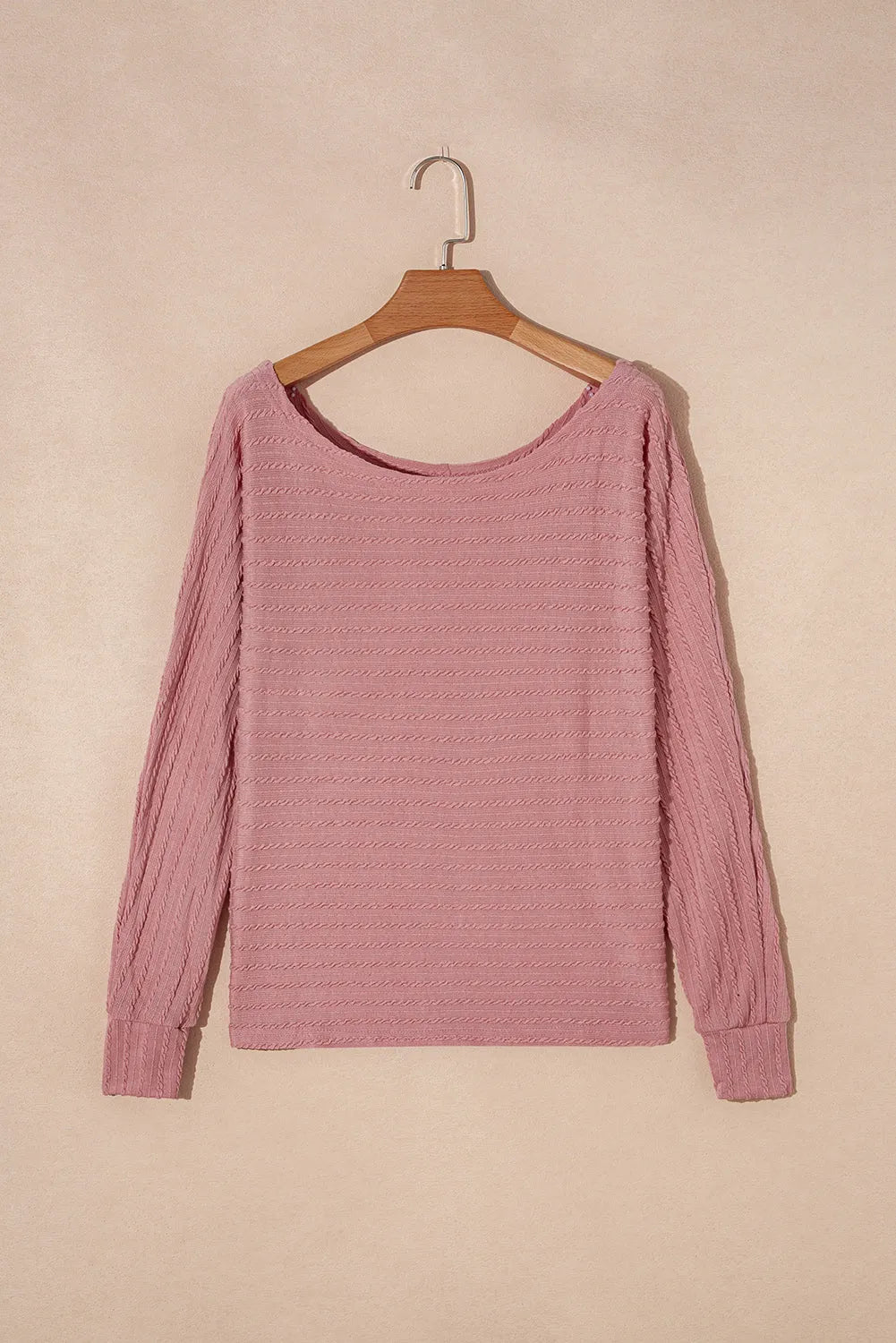 Dusty Pink Textured Knit Long Sleeve Top - Chic Meadow Boutique 