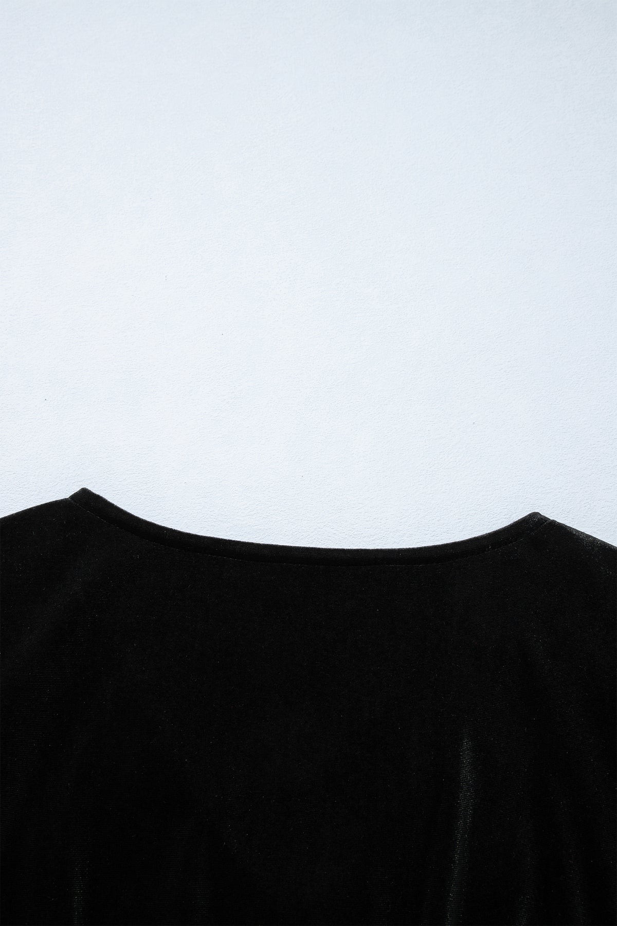 Black V Neck Bow Decoration Peplum Hem Shift Silhouette Short Sleeve Blouse