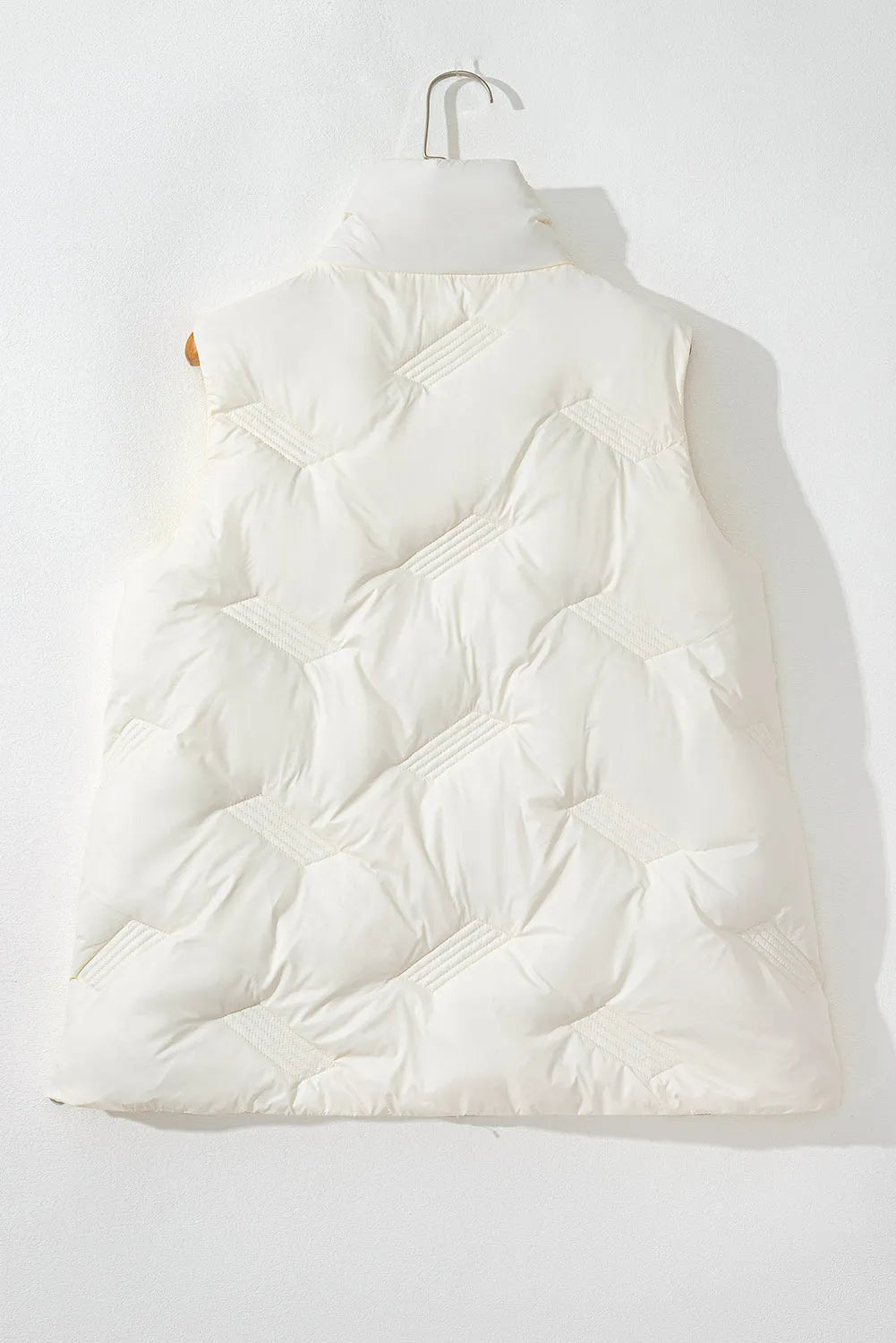 White Quilted High Neck Zip Up Jacket Vest - Chic Meadow Boutique 