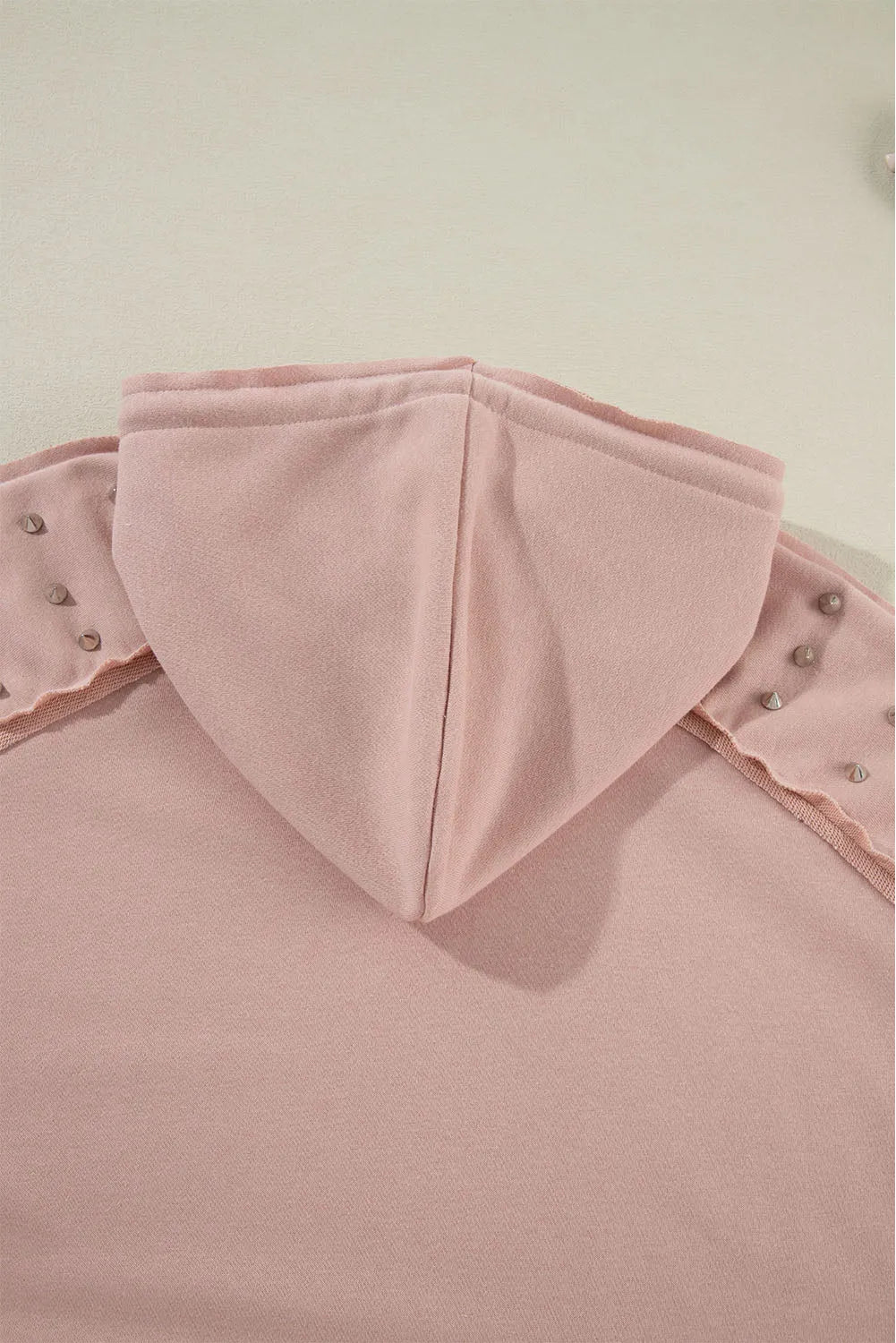 Fushia Solid Color Rivet Stud Raglan Sleeve Hoodie with Pocket - Chic Meadow Boutique 