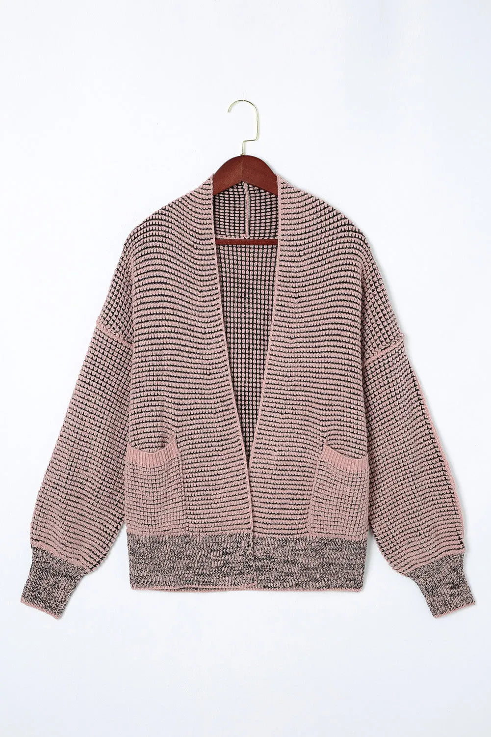 Pink Chunky Waffle Knit Oversized Collar Cardigan - Chic Meadow Boutique 