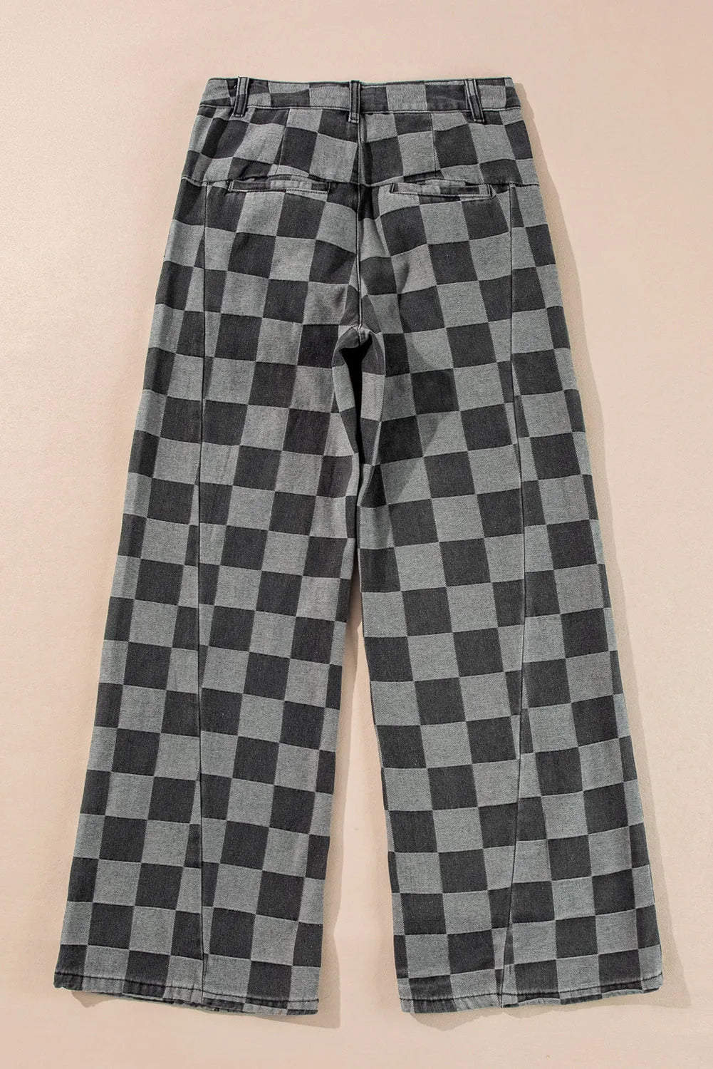 Dark Grey Checkered Denim Wide Leg Jeans - Chic Meadow Boutique 