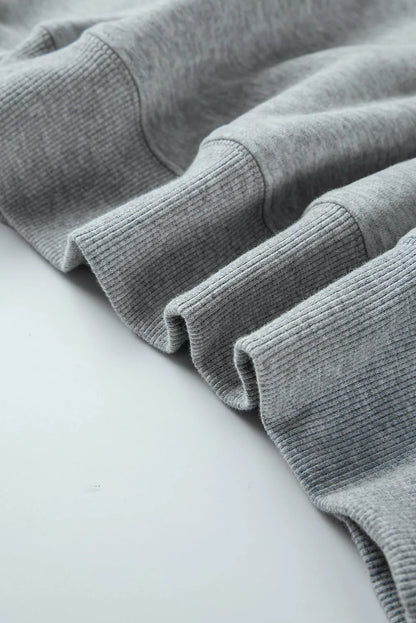 Light Grey Solid Fleece Lined Crew Neck Casual Sweatshirt - Chic Meadow Boutique 