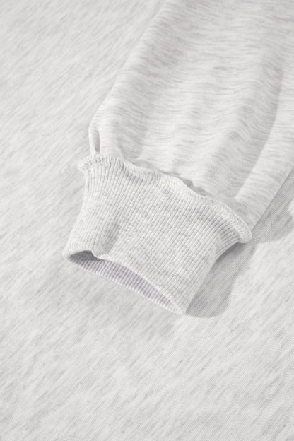 Light Grey High Neck Polka Dot Slogan Printed Baggy Sweatshirt
