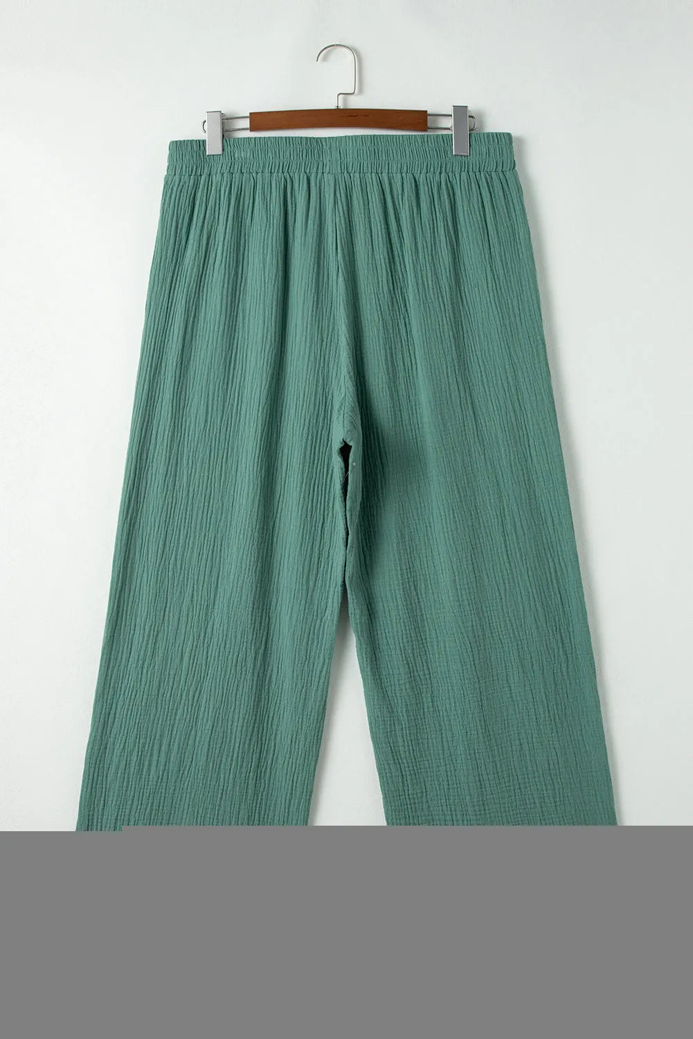 Smoke Green Plus Size Textured Frayed Edge Wide Leg Pants - Chic Meadow Boutique 