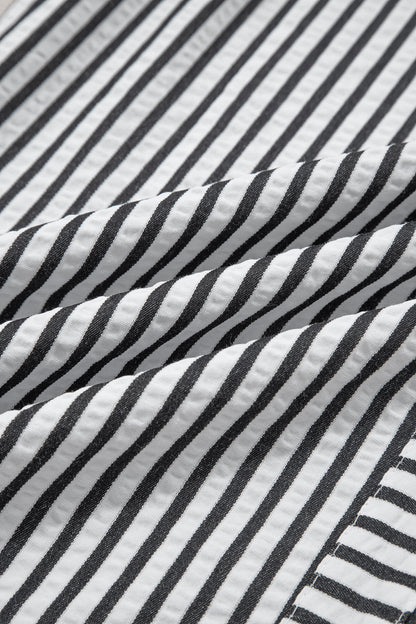 Black Stripe Wide Leg Casual Pants