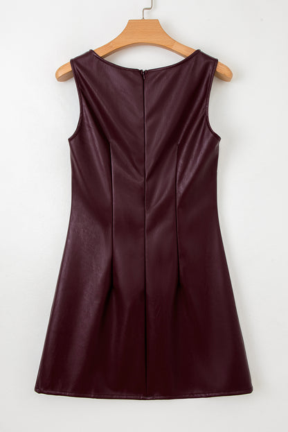 Wild Ginger Vegan Leather Sleeveless Mini Dress