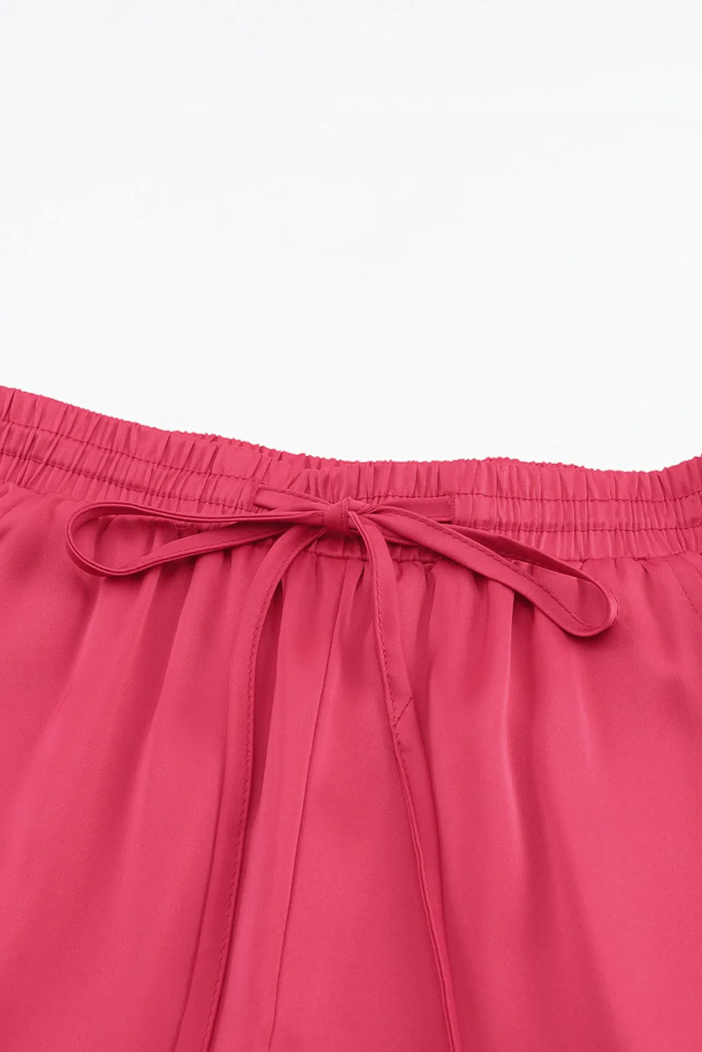 Rose Satin Pocketed Drawstring Elastic Waist Pants - Chic Meadow Boutique 