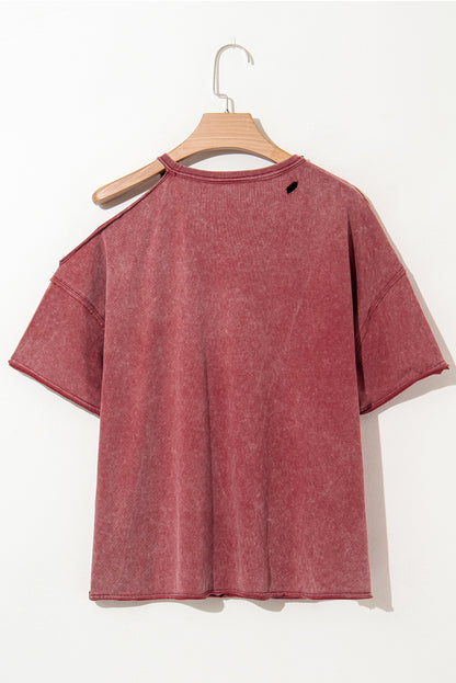 Clay One Shoulder Half Sleeve Oversized Tunic T Shirt