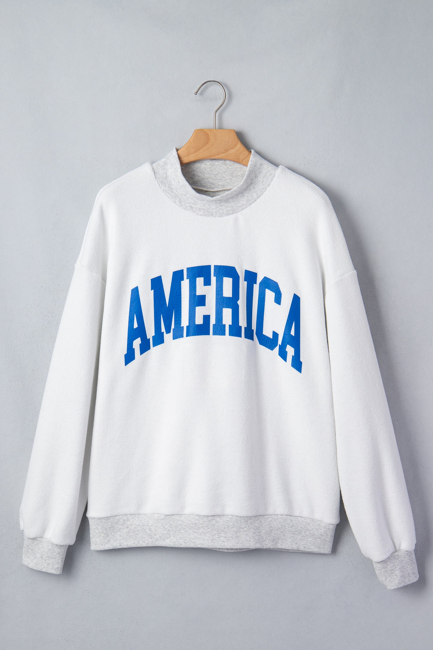 Light Grey Mock Neck Reversible USA/America Graphic Sweatshirt