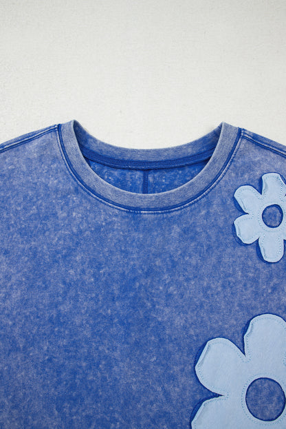 Lilac Floral Patch Exposed Seam Raw Edge Pants Set