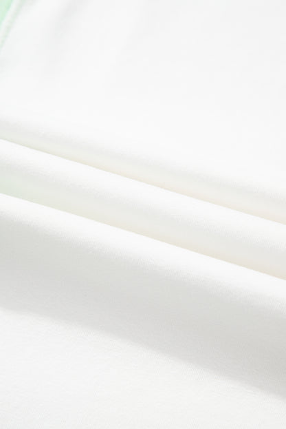 Light Green Color Block Exposed Seam Crew Neck T Shirt