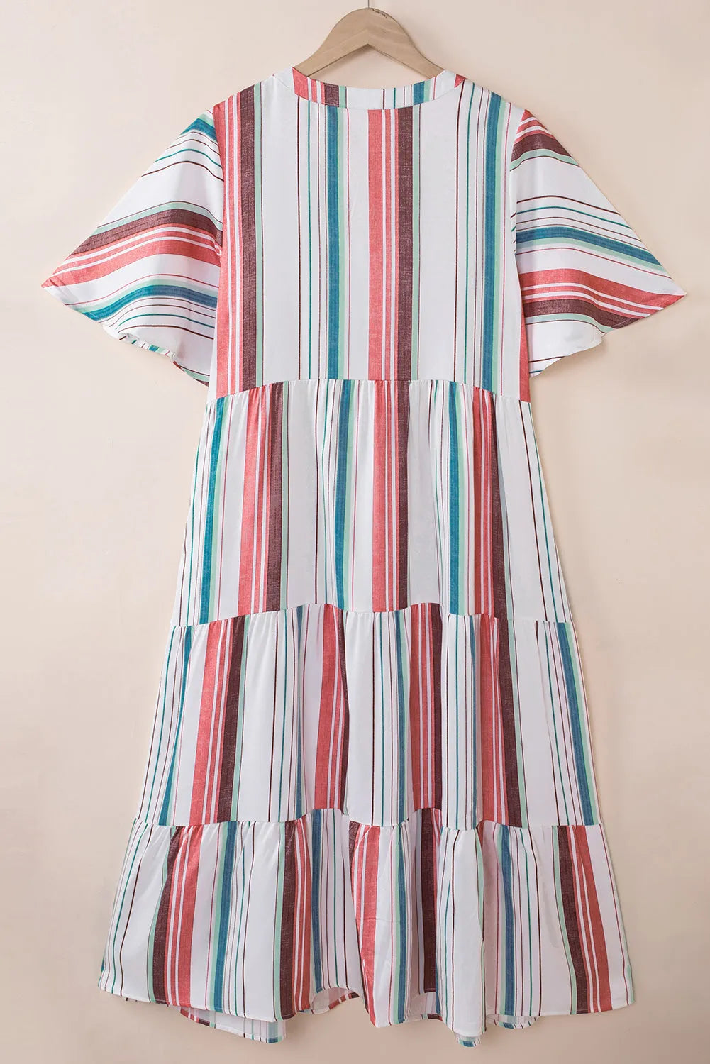 Serape Striped V Neck Buttoned Shirt Dress - Chic Meadow Boutique 