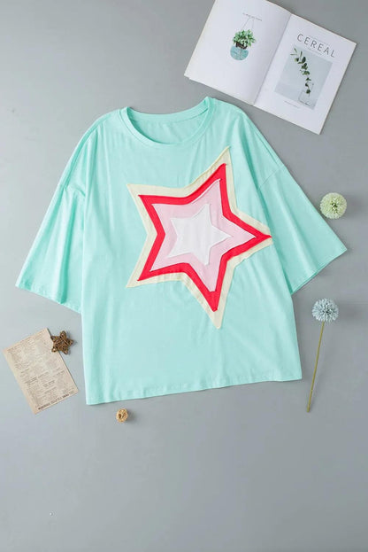 Plus Size/Plus Size Tops/Plus Size Tops & Tees Moonlight Jade Colorblock Star Patch Plus Size Tunic