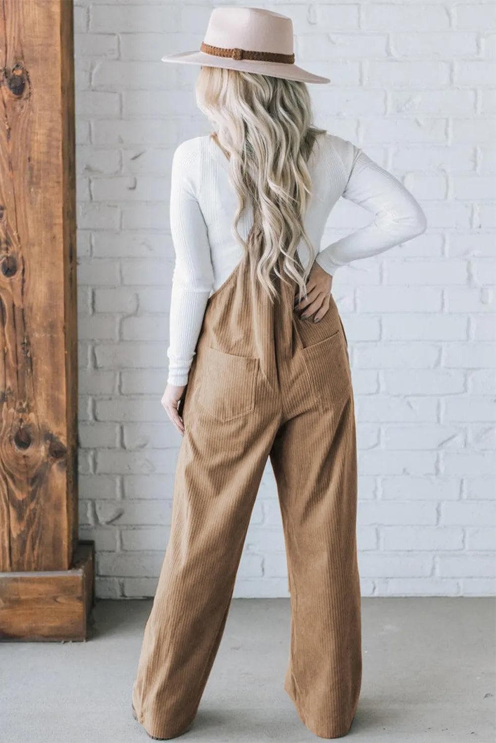 Bottoms/Jumpsuits & Rompers Gray Morn Solid Pocketed Loose Fit Corduroy Overall