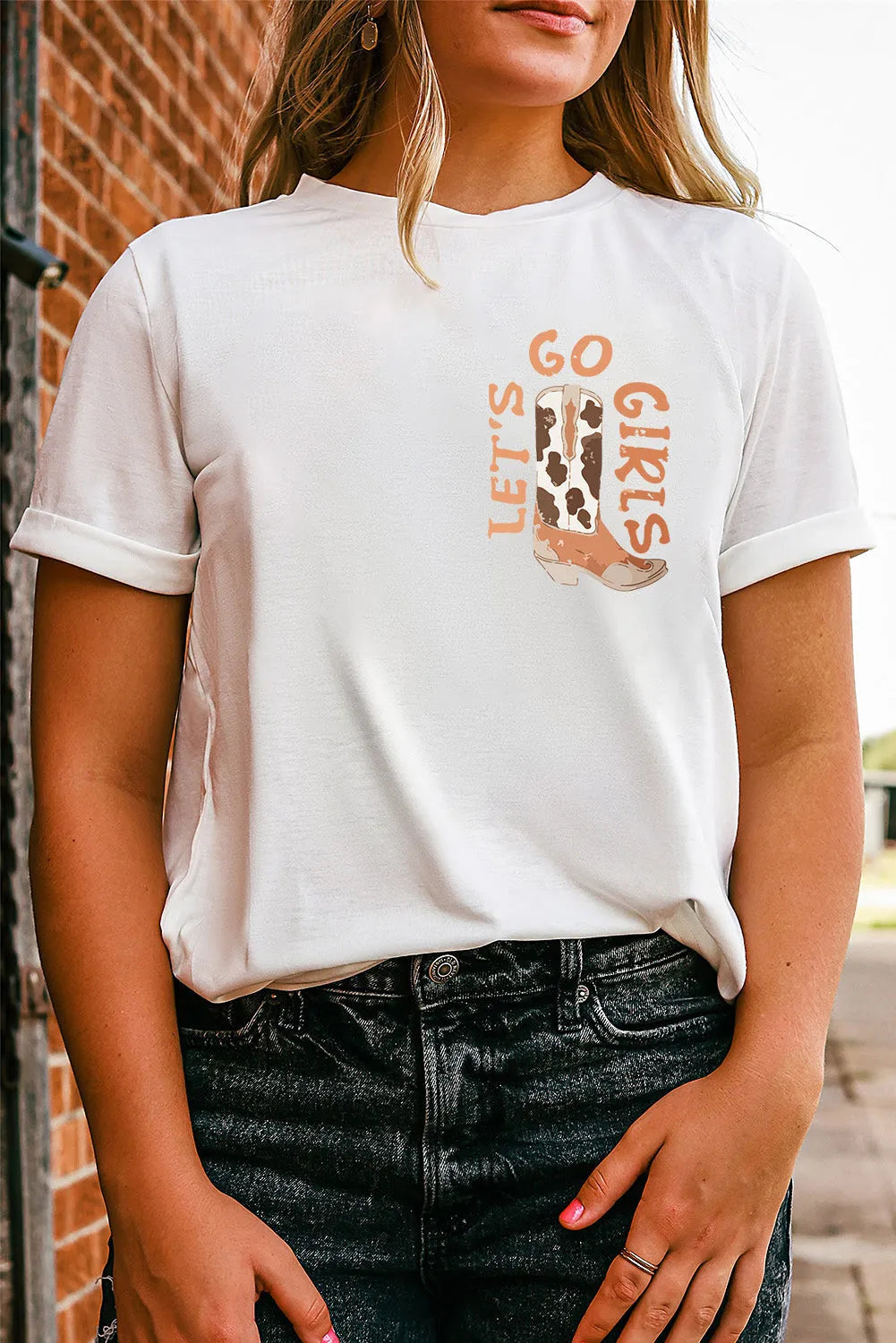 White Double-Side Cowboy Hat & Boots Graphic Tee - Chic Meadow Boutique 