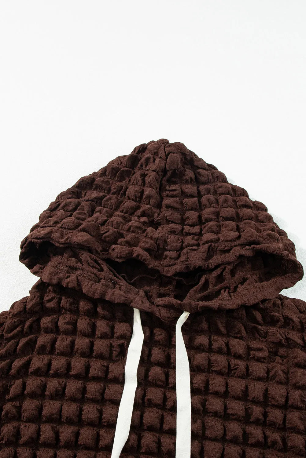 Dark Brown Bubble Textured Waffle Hoodie - Chic Meadow Boutique 