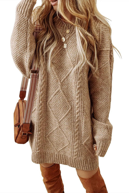 Sweaters & Cardigans/Sweater Dresses Parchment Cable Knit Drop Shoulder Loose Fit Sweater Dress