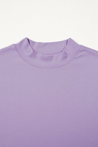 Wisteria Solid Color High Neck Oversize Tee