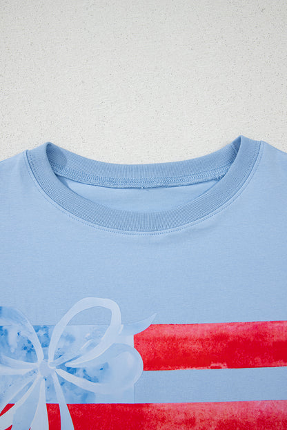 Myosotis Flag Bow Graphic Crewneck Tee