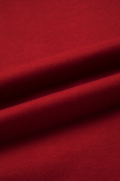 Racing Red Ribbed Detail Drop Shoulder Cutout Back Sweatshirt