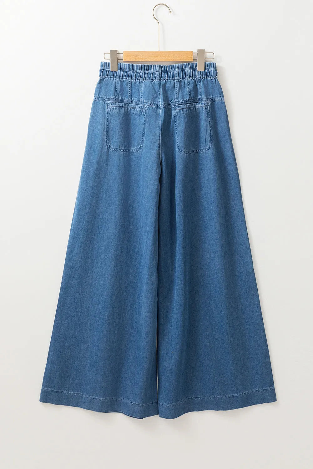 Dusk Blue Mineral Wash Button Fly Waist Wide Leg Jeans - Chic Meadow Boutique 