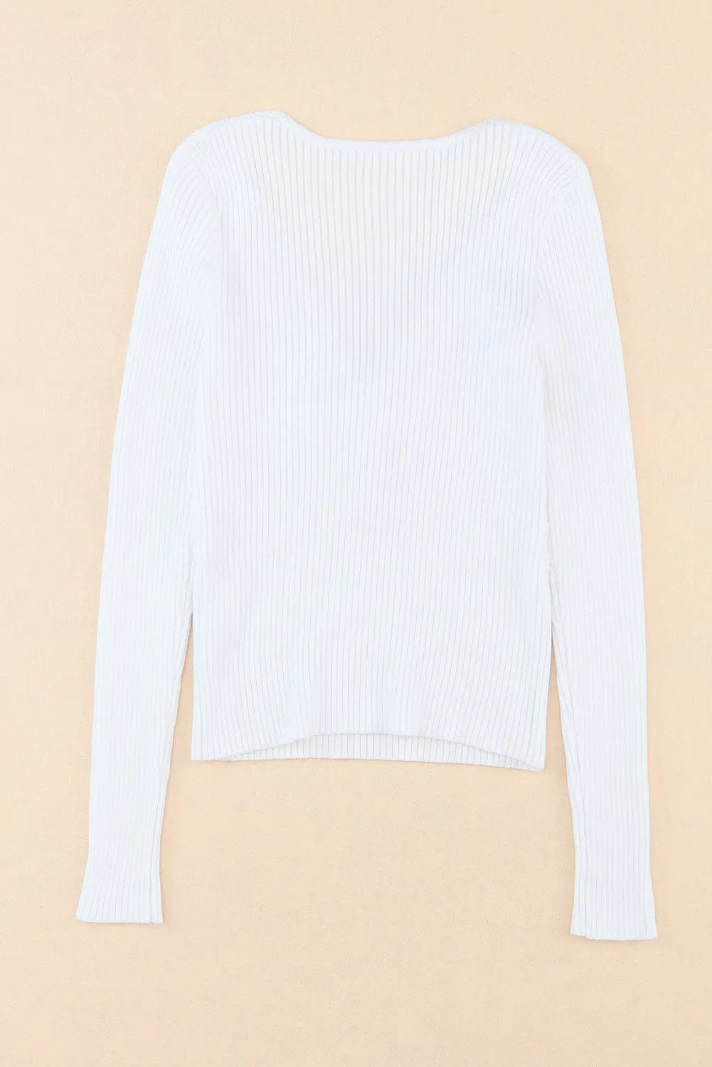 White Cable Crossed V Neck Sweater - Chic Meadow Boutique 