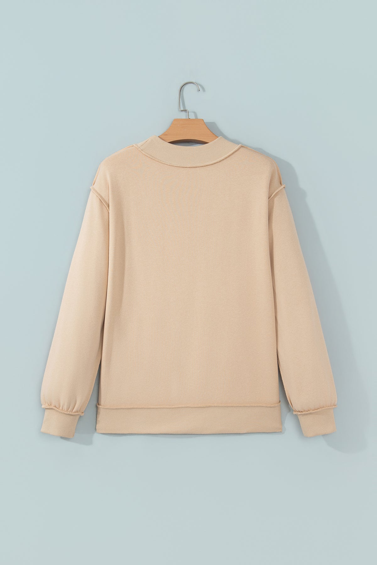 Parchment Exposed Seam Mock Neck STATE Letter Graphic Loose Sweatshirt