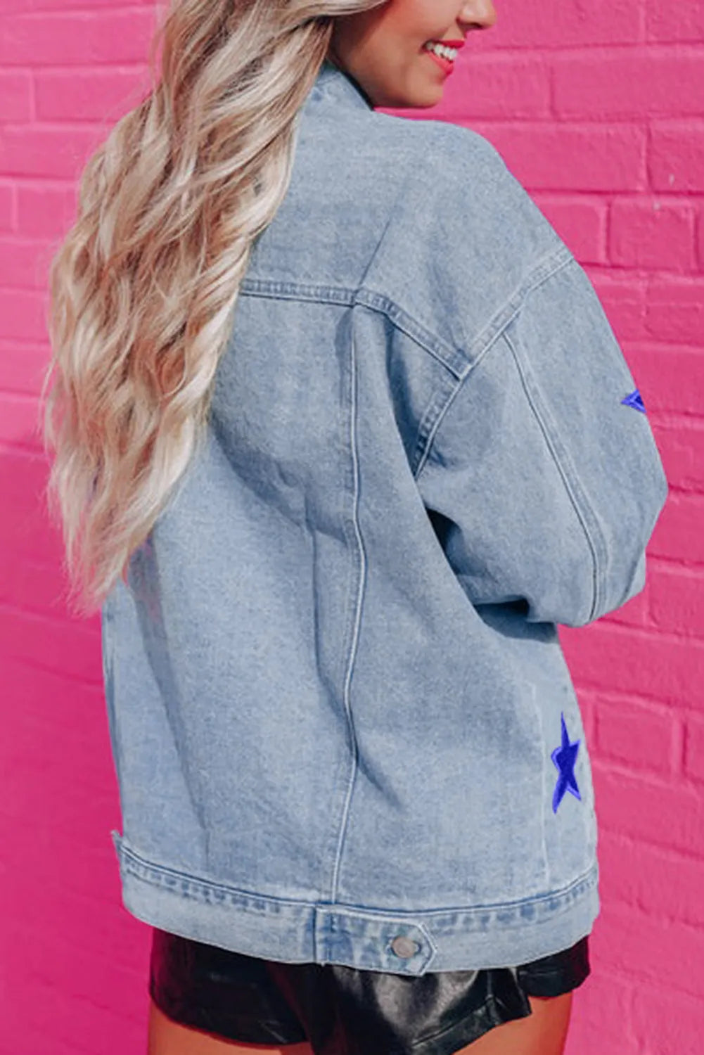 Bluing Sequin Star Flap Pocket Denim Jacket - Chic Meadow Boutique 