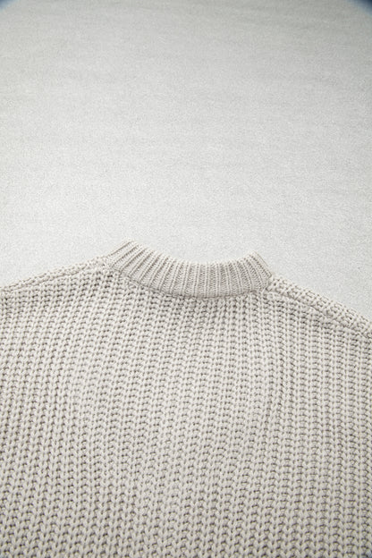 Jet Stream Solid Color Short Sleeve Zipper Knit High Neck Sweater