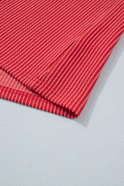 Fiery Red USA Graphic Half Sleeve Loose Ribbed Top