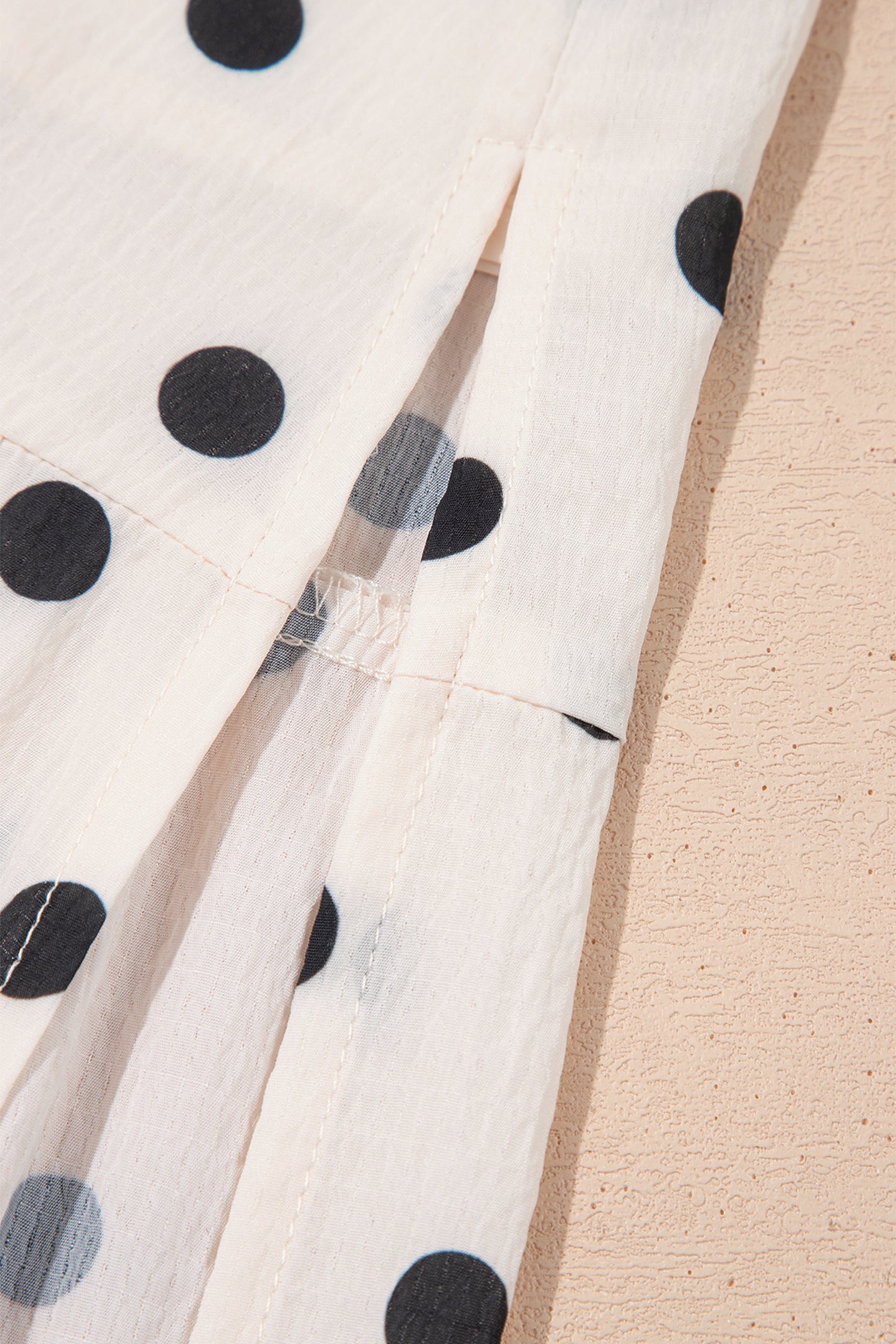 White Polka Dot Ruffled Slit Maxi Skirt