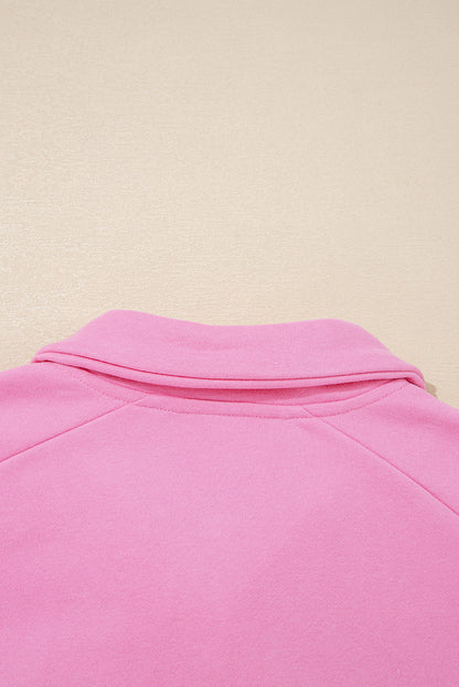 Bonbon Embroidered Flower Patchwork Snap Buttons Pullover Sweatshirt