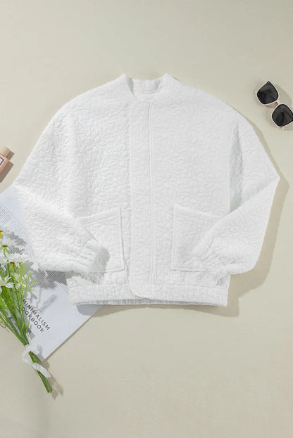 White Floral Quilted Jacket - Chic Meadow Boutique 