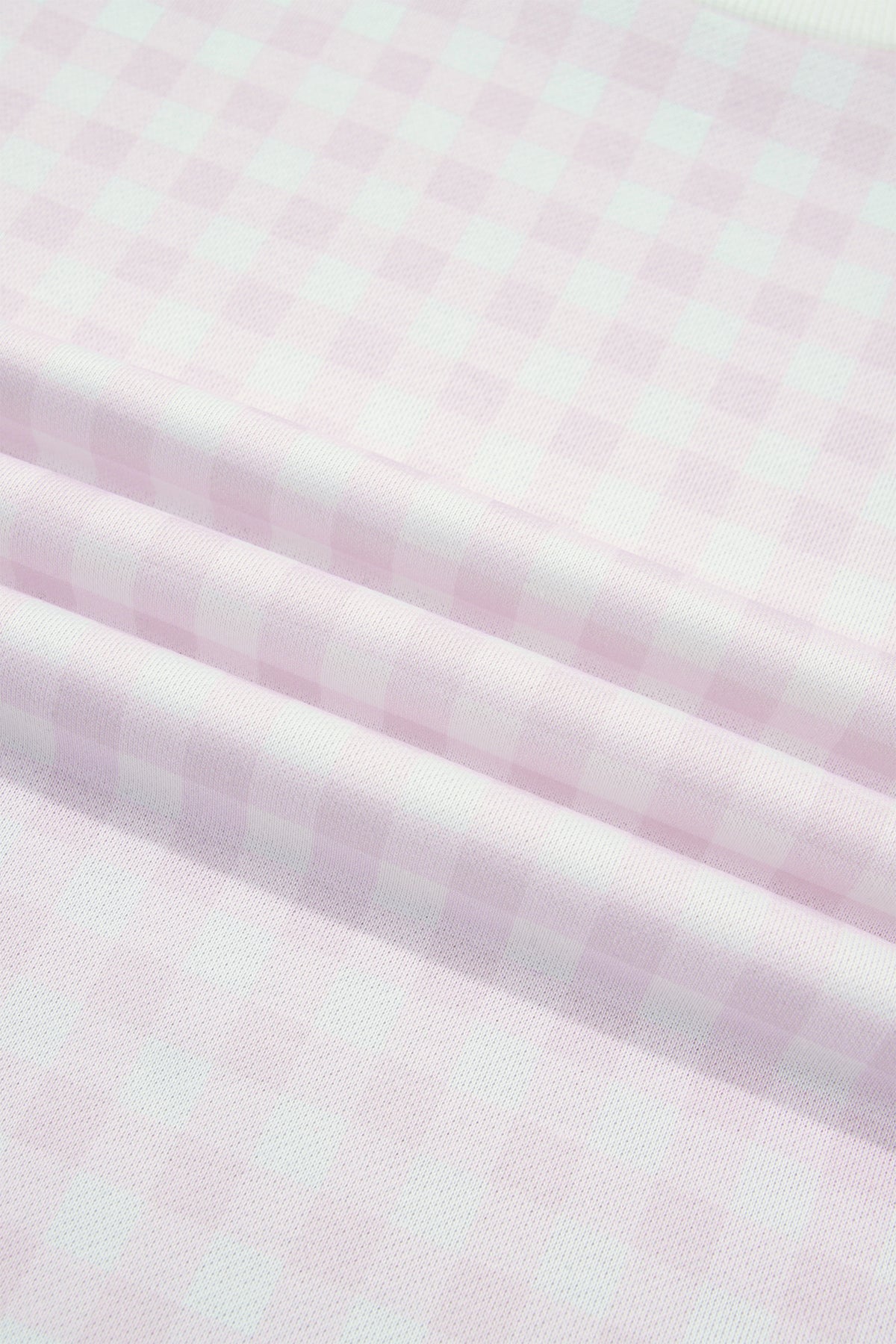 Pink Plaid Round Neck Long Sleeve Sweatshirt