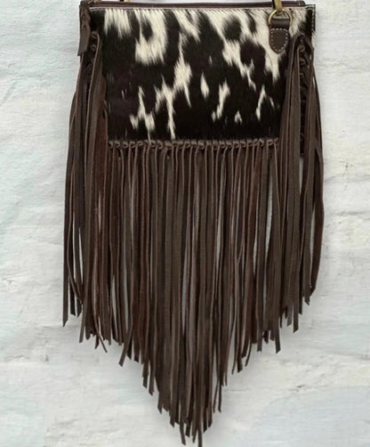 THE JESSE CROSSBODY cowhide fringe tassel purse bag - Chic Meadow Boutique 