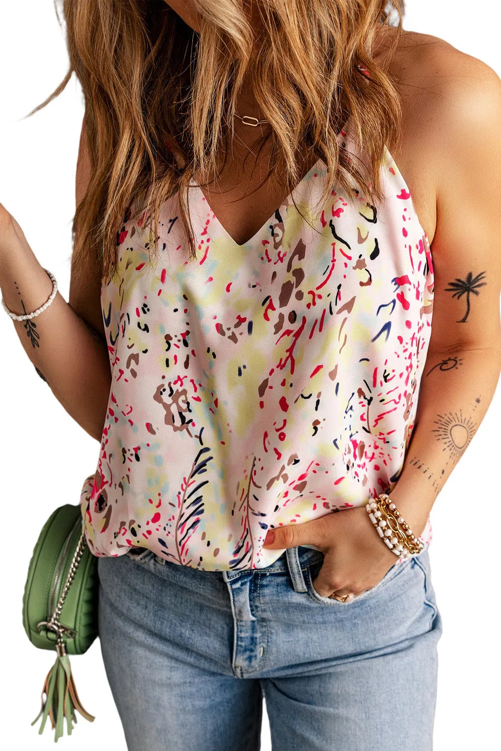 Multicolor Floral Print Spaghetti Straps Tank Top - Chic Meadow Boutique 