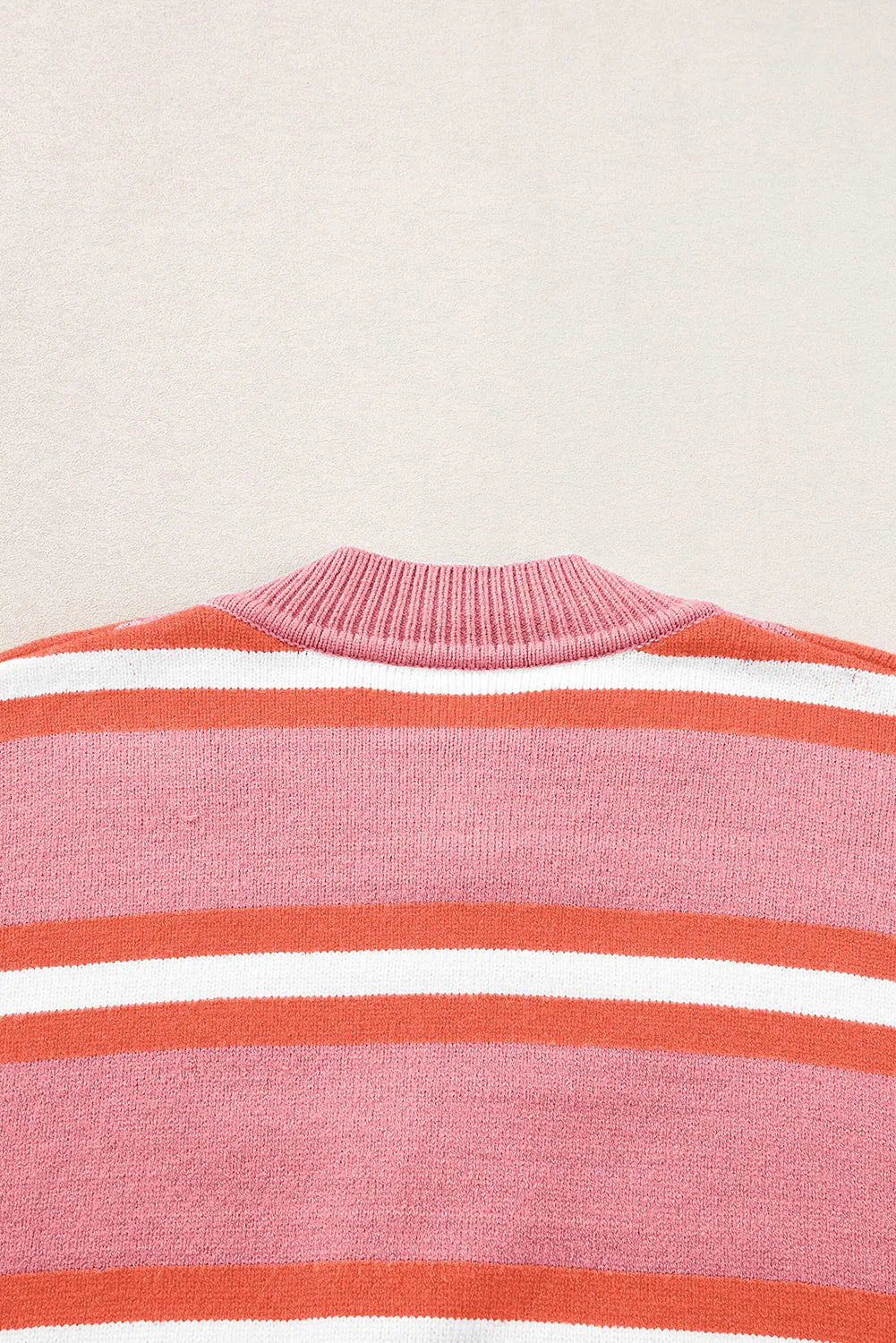 Pink Stripe Drop Shoulder Buttons Cardigan Sweater - Chic Meadow Boutique 