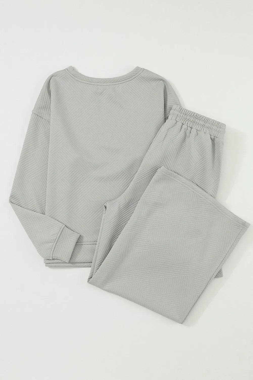 Two Piece Sets/Pant Sets Gray Ultra Loose Textured 2pcs Slouchy Outfit