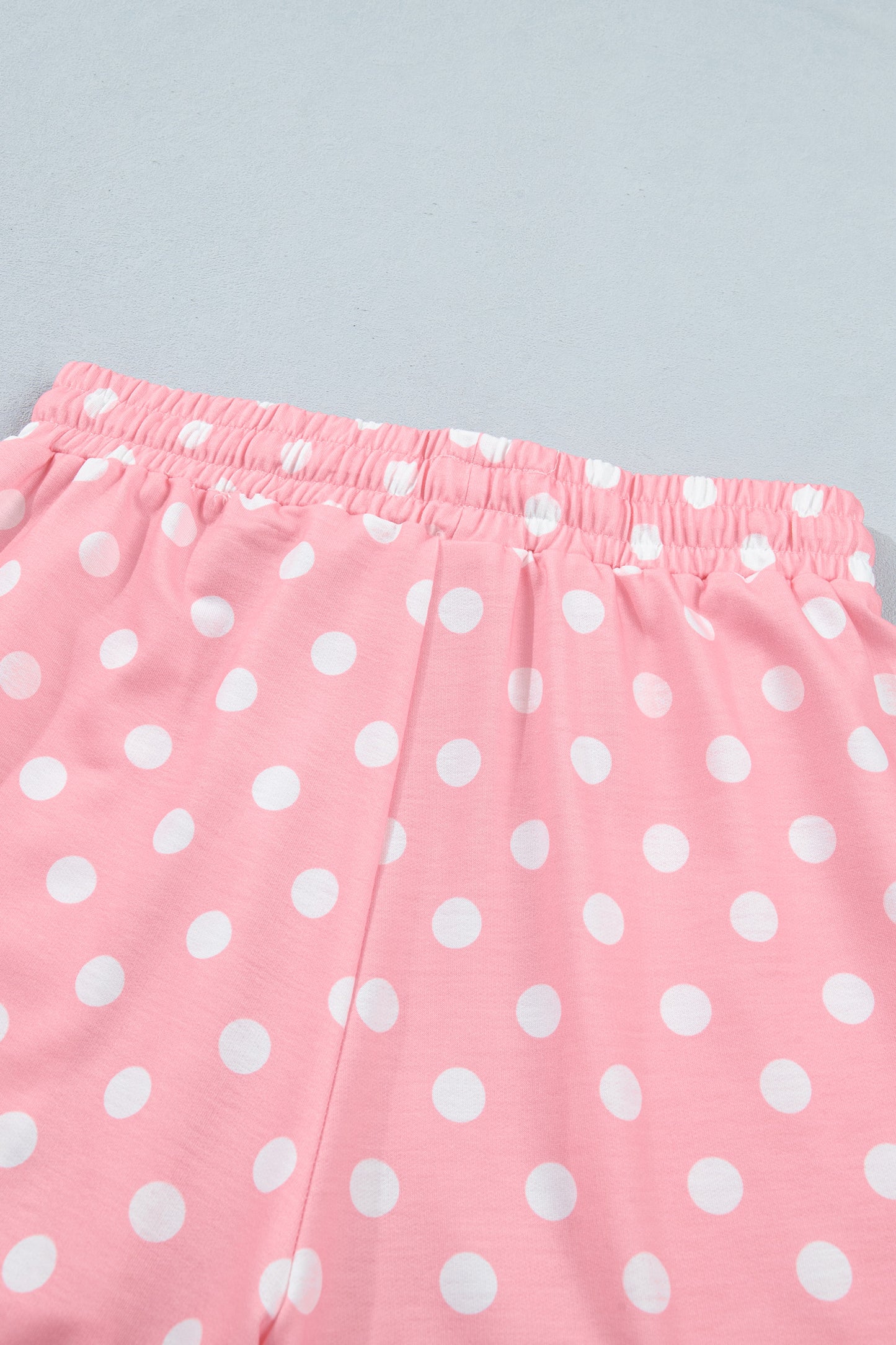 Pink Polka Dot Oversized Top Drawstring Short Set