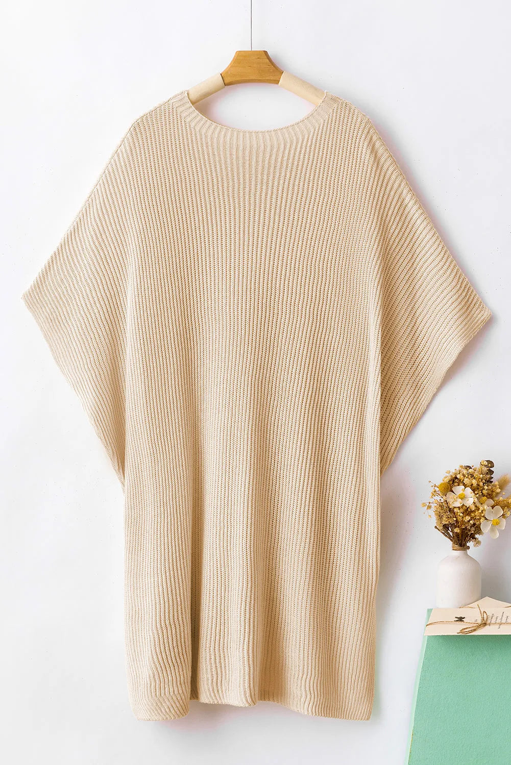 Apricot Short Sleeve Side Slit Oversized Sweater - Chic Meadow Boutique 