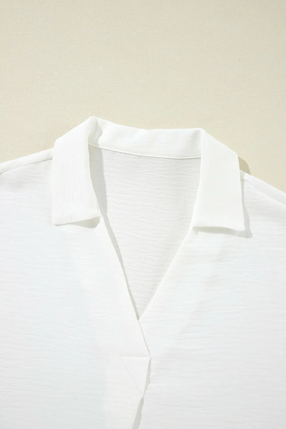 White Boxy Collared Smocked Sleeve Cuffs Blouse - Chic Meadow Boutique 